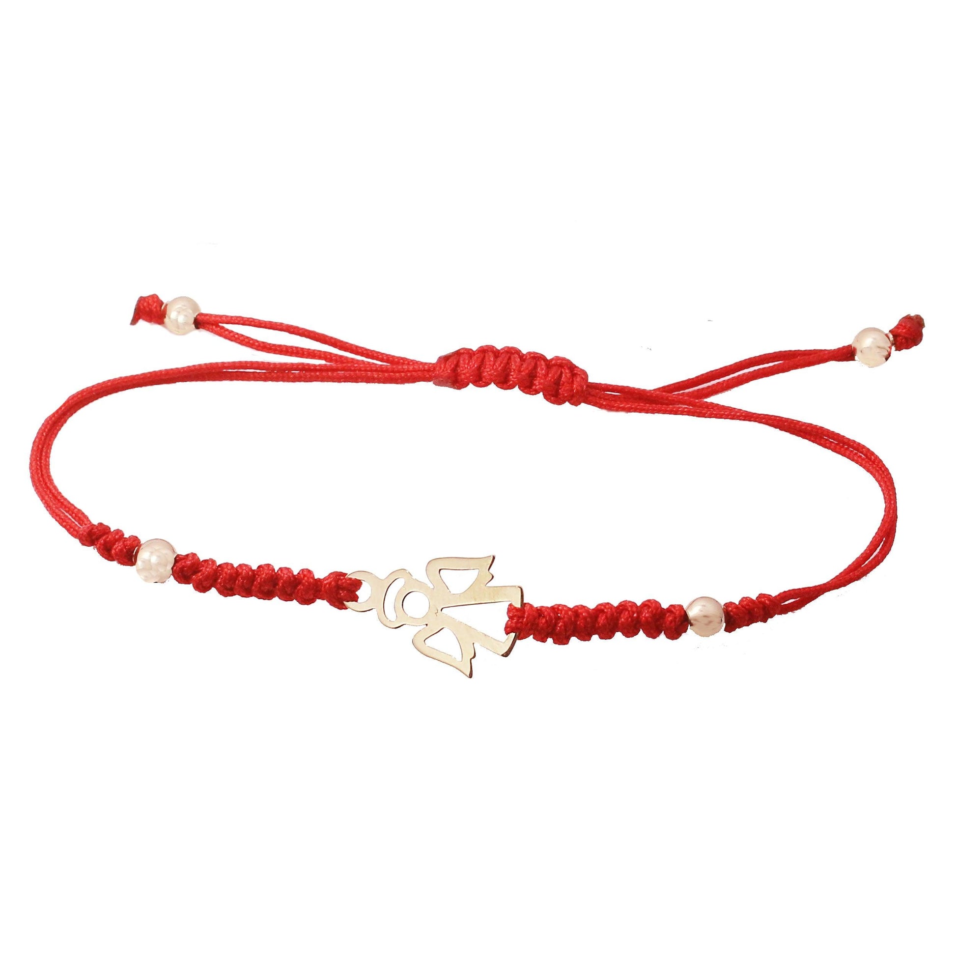 Auksine Raudono siulo apyrankė su angeliuku - LuccheGold