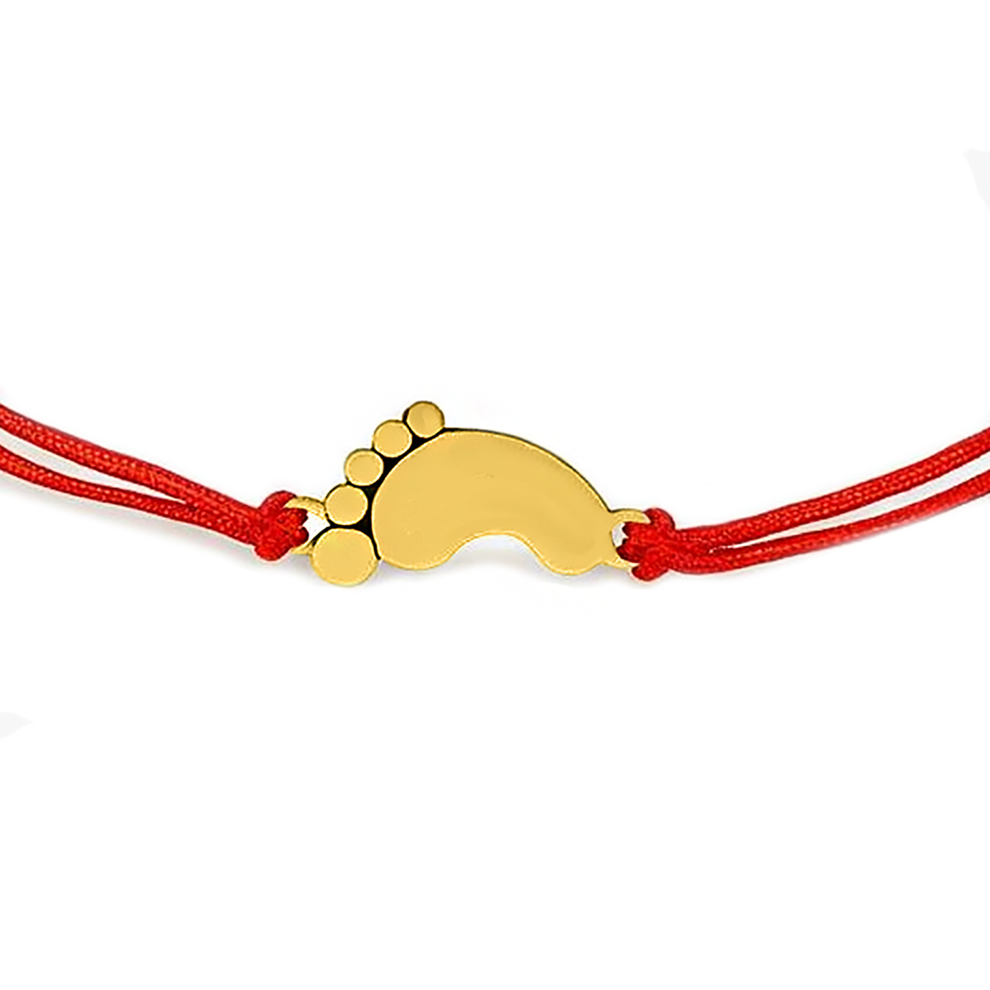 Raudono siūlo apyrankė su auksine pėdute